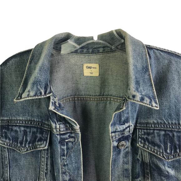 Gap 1969 Jeans Jacket Womens Size L Blue Denim Cotton Button Up Collar - Picture 2 of 13
